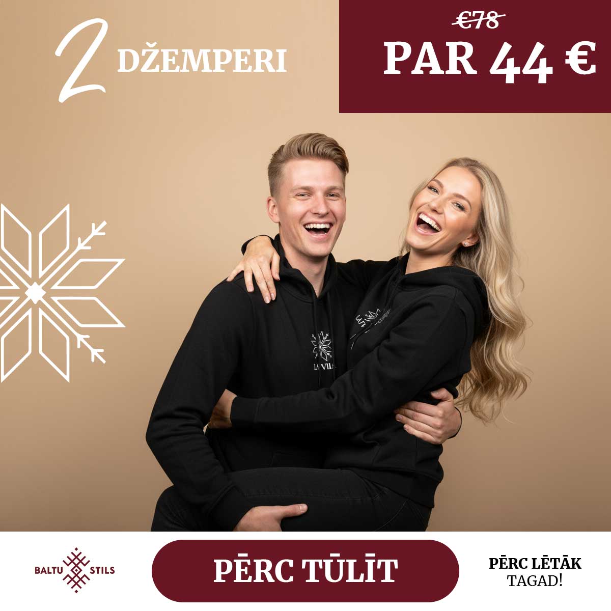 Divi džemperi ar kapuci “Latvija” (Unisex, melni,) - Image 3