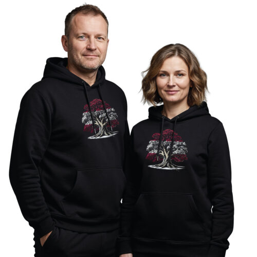 Džemperis ar kapuci “Ozols” (unisex, melns)